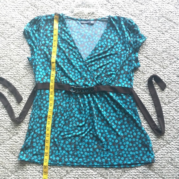 Apt. 9 Light Teal and Brown Circles Top PL - Picture 5 of 6